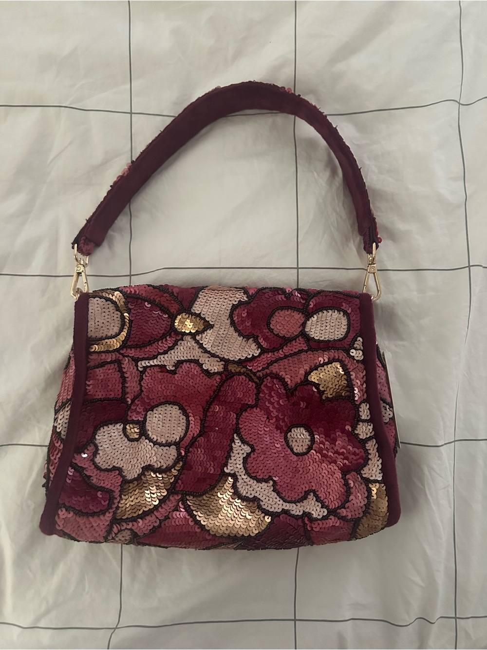 NWT Maeve Audra Embellished Shoulder Bag Pink Floral - Picture 5 of 7